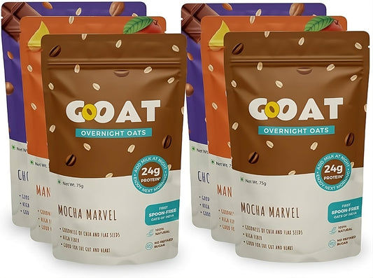 GoOAT- High Protein Oats ; GoOAT- easy prep oats ; GoOAT- Overnight Oats